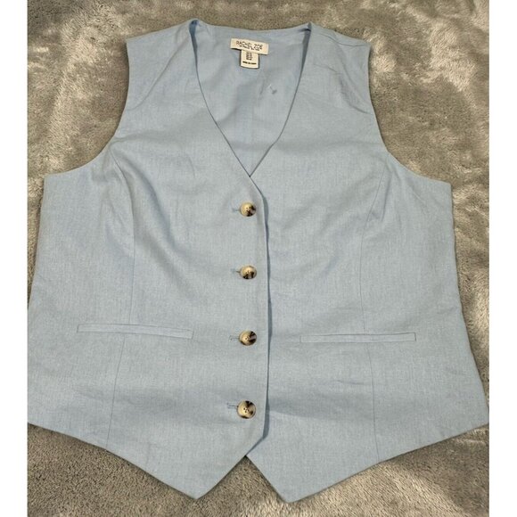 NWOT Rachel Zoe Vest Womens 12 Blue Linen Rayon - Picture 1 of 7